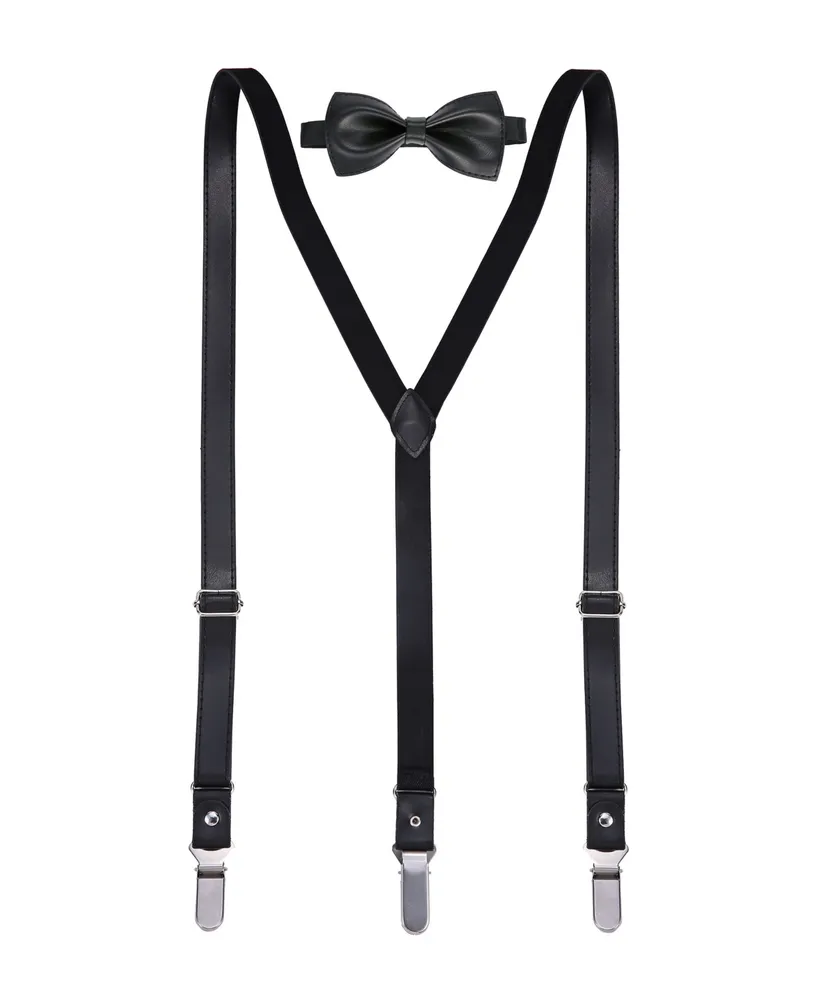 Mio Marino Men's Luster Y-Back Suspenders Bow Tie Set