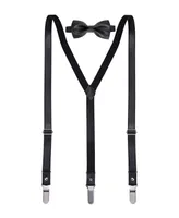 Mio Marino Men's Luster Y-Back Suspenders Bow Tie Set