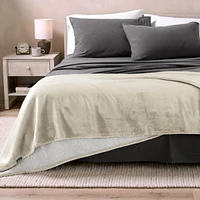Bare Home Fleece Sherpa Throw Blanket