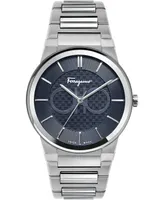 Ferragamo Men's Swiss Sapphire Stainless Steel Bracelet Watch 41mm