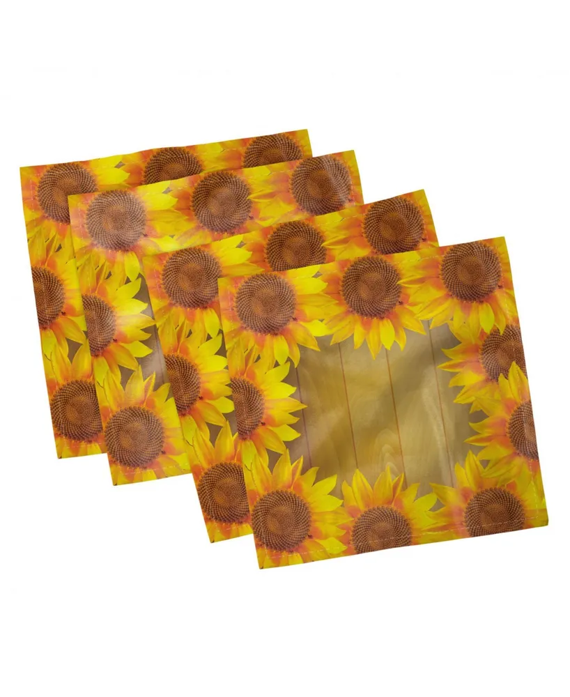 Ambesonne Sunflower Set of 4 Napkins, 18" x 18"