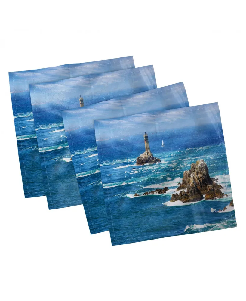 Ambesonne Lighthouse Set of 4 Napkins, 18" x 18"