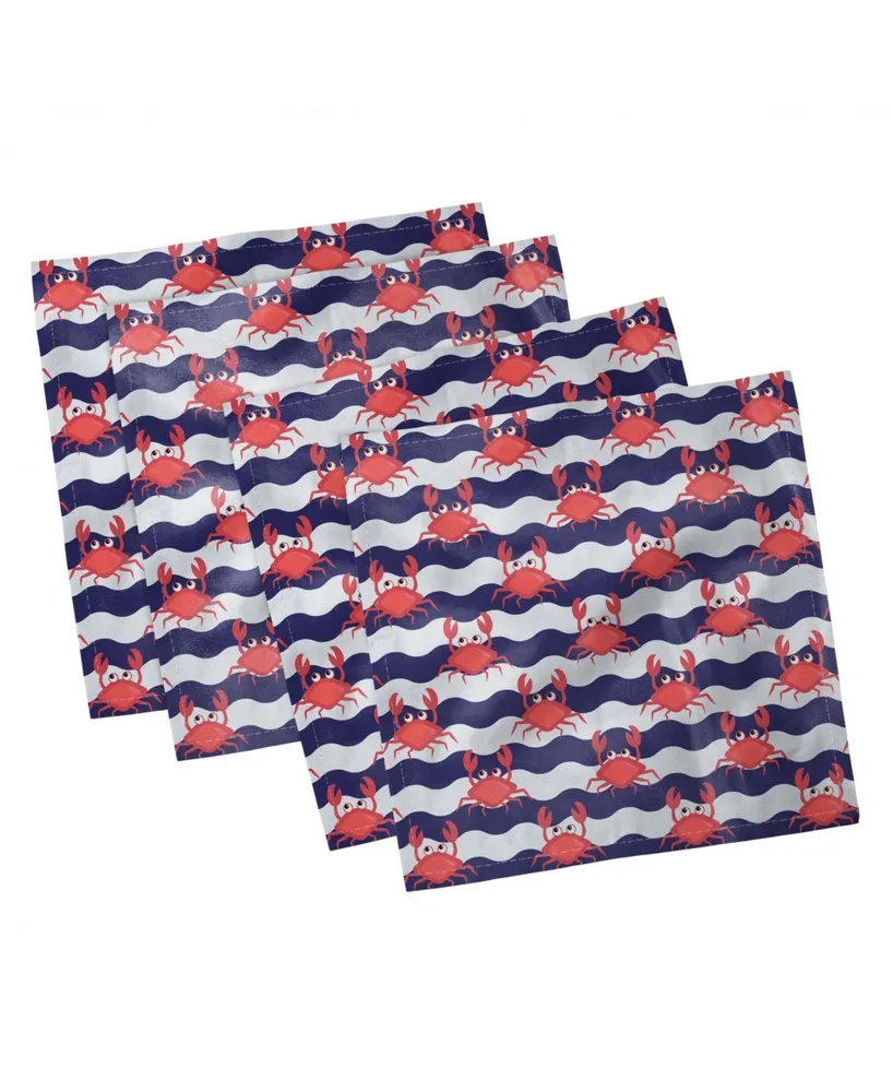 Ambesonne Crabs Set of 4 Napkins, 18" x 18"