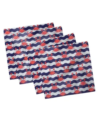 Ambesonne Crabs Set of 4 Napkins, 18" x 18"