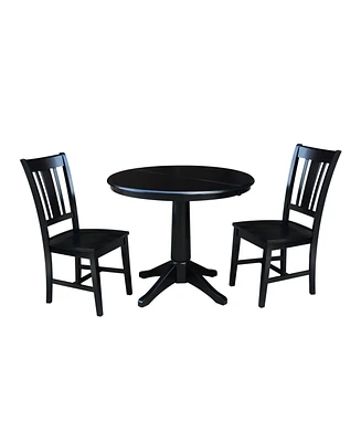 International Concepts 36" Round Extension Dining Table with 2 San Remo Chairs