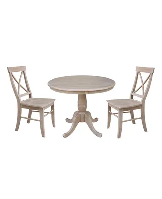 International Concepts 36" Round Top Pedestal Table with 2 Chairs