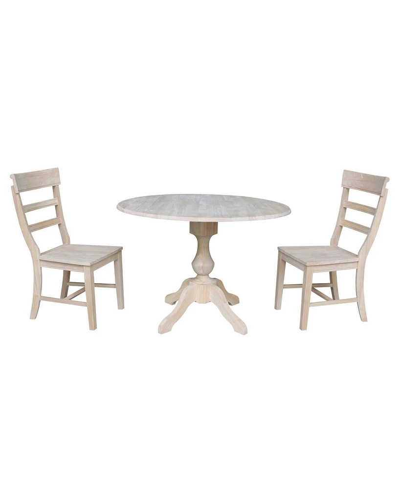 International Concepts 42" Round Top Pedestal Table with 2 Chairs