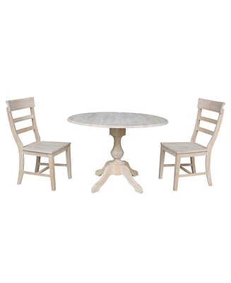 International Concepts 42" Round Top Pedestal Table with 2 Chairs