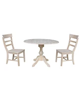 International Concepts 42" Round Top Pedestal Table with 2 Chairs