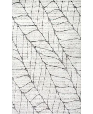 nuLoom Smoky Abstract Leaves Silver 3' x 5' Area Rug