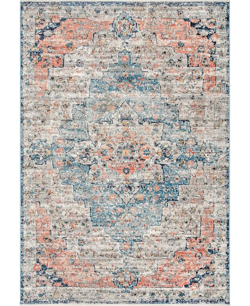 nuLoom Delicate Celeste Persian Vintage-Inspired Multi 6'7" x 9' Area Rug