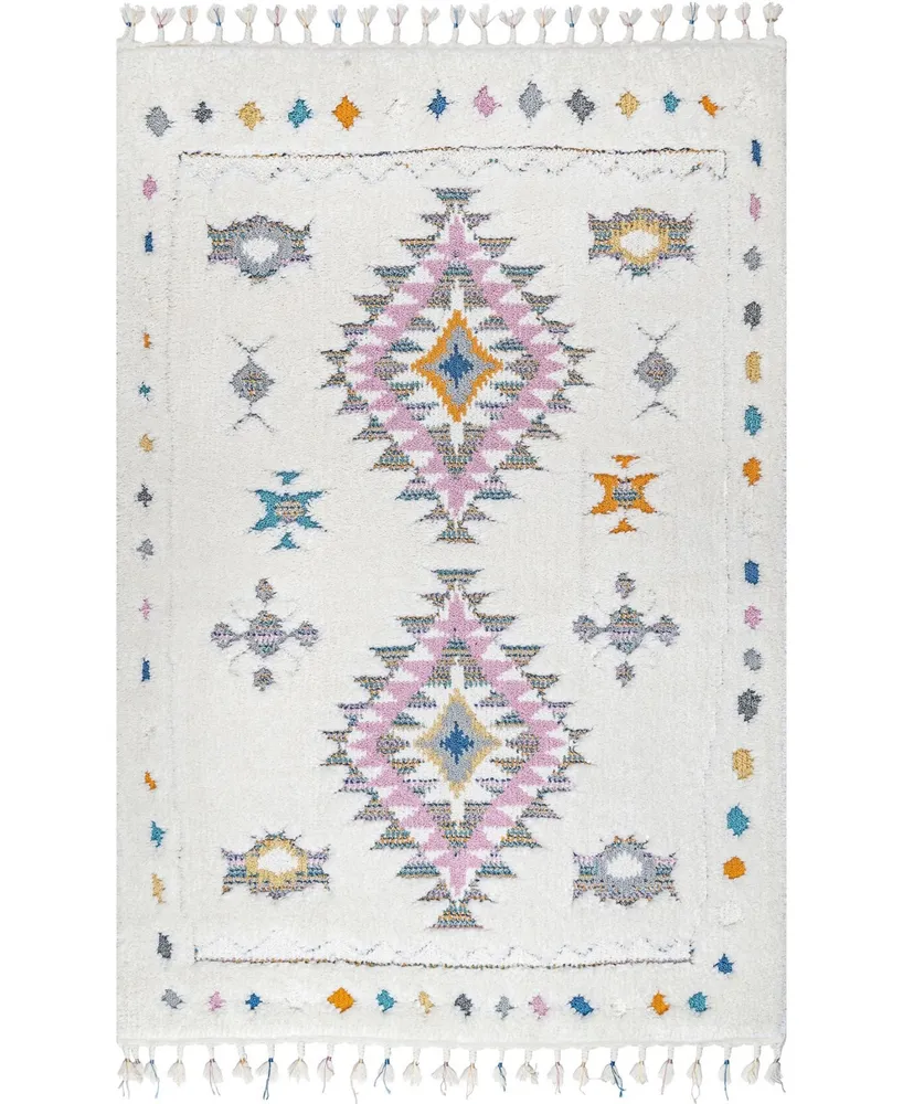 nuLoom Loft Transitional Shag Isadora White 7'10" x 10' Area Rug