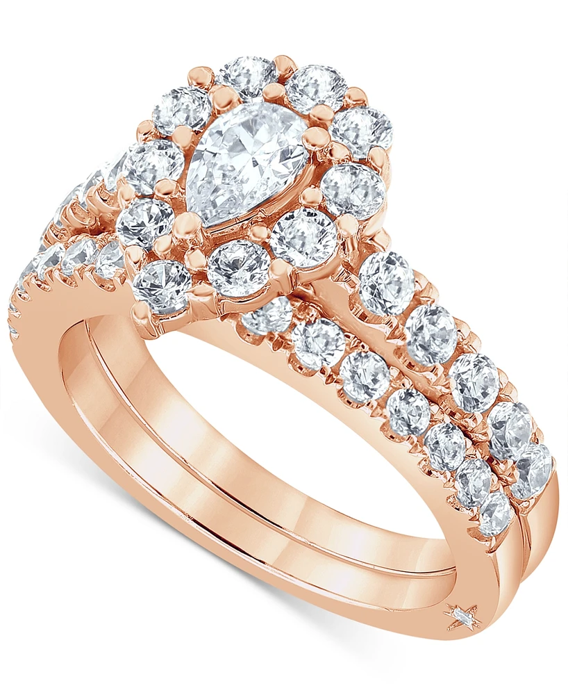 Marchesa Certified Diamond Pear Halo Bridal Set (2 ct. t.w.) 18K White, Yellow or Rose Gold