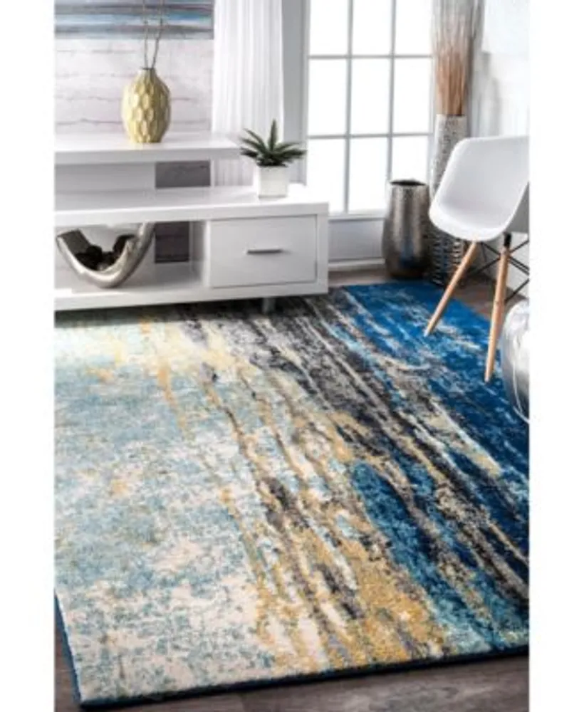 Nuloom Bodrum Vintage Inspired Abstract Waterfall Blue Area Rug