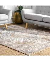 nuLoom Cyme Thea Medallion Beige 6'7" x 9' Area Rug