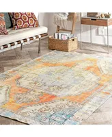 nuLoom Collina Milana Medallion Faded Orange 7'10" x 10' Area Rug