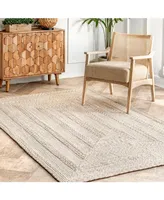 nuLoom Texture Braid Doutzen Indoor and Outdoor Ivory 7'6" x 9'6" Area Rug