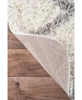 nuLoom Easy Shag Cozy Soft and Plush Diamond Trellis White 3'2" x 5' Area Rug