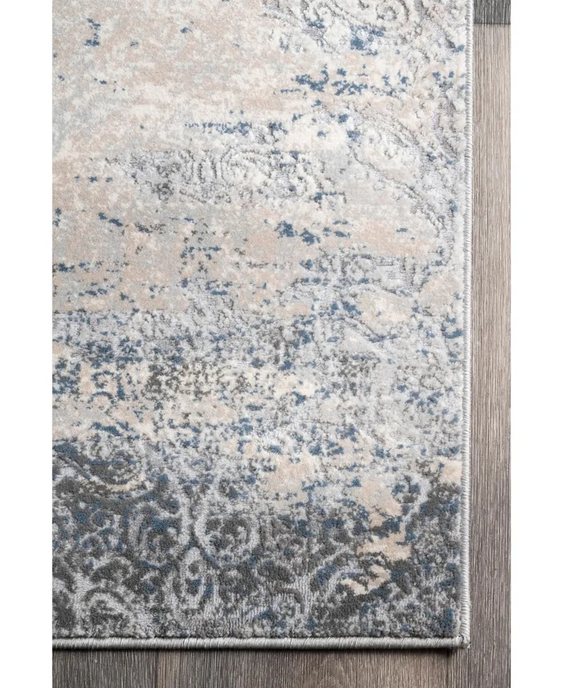 nuLoom Terra Twilight Tribal Distressed Silver 5' x 8' Area Rug