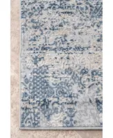 nuLoom Terra Wilde Tribal Distressed Blue 8' x 10' Area Rug