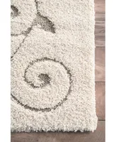 nuLoom Pattern Shag Vine Swirls Maisha Cream 4' x 6' Area Rug