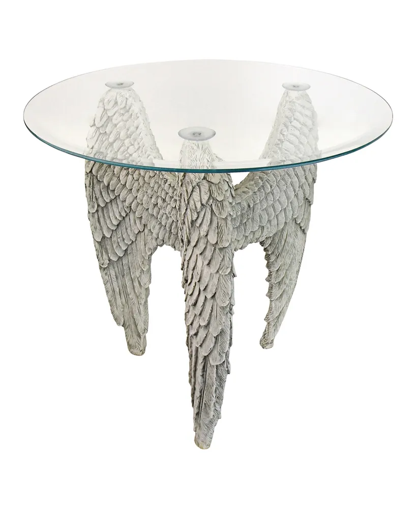 Design Toscano Angel Wings at our Feet Glass-Topped Sculptural Table - Off