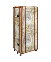 Design Toscano Italian-Style World Map Cocktail Bar Steamer Trunk