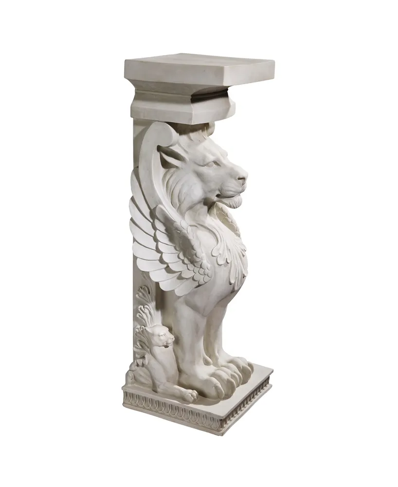 Design Toscano Trapezophoron Sculptural Winged Lion Pedestal