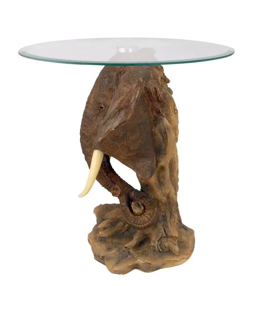 Design Toscano Lord Earl Houghton's Trophy Elephant Glass-Topped Table