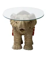 Design Toscano Jaipur Elephant Festival Glass-Topped Cocktail Table