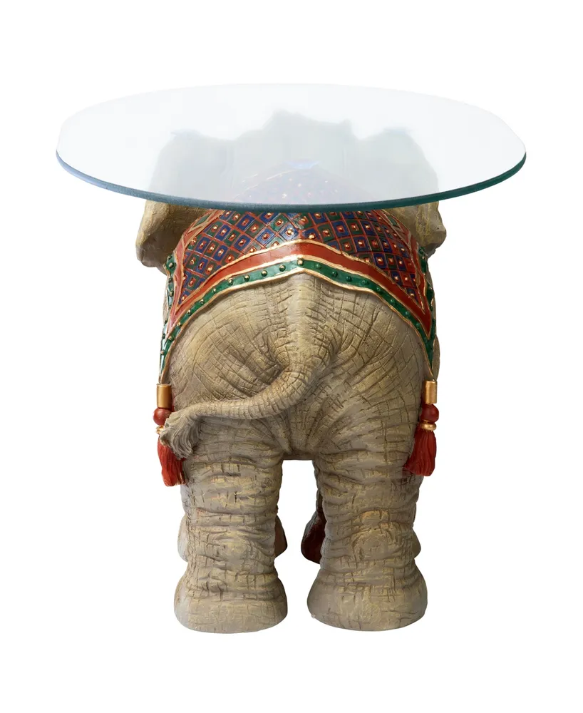 Design Toscano Jaipur Elephant Festival Glass-Topped Cocktail Table