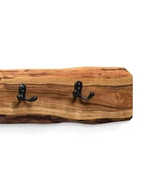 Alaterre Furniture Hairpin Natural Live Edge Bench with Coat Hook Set