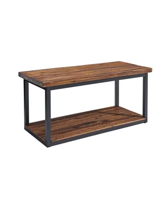 Alaterre Furniture Claremont Rustic Wood Bench with Low Shelf