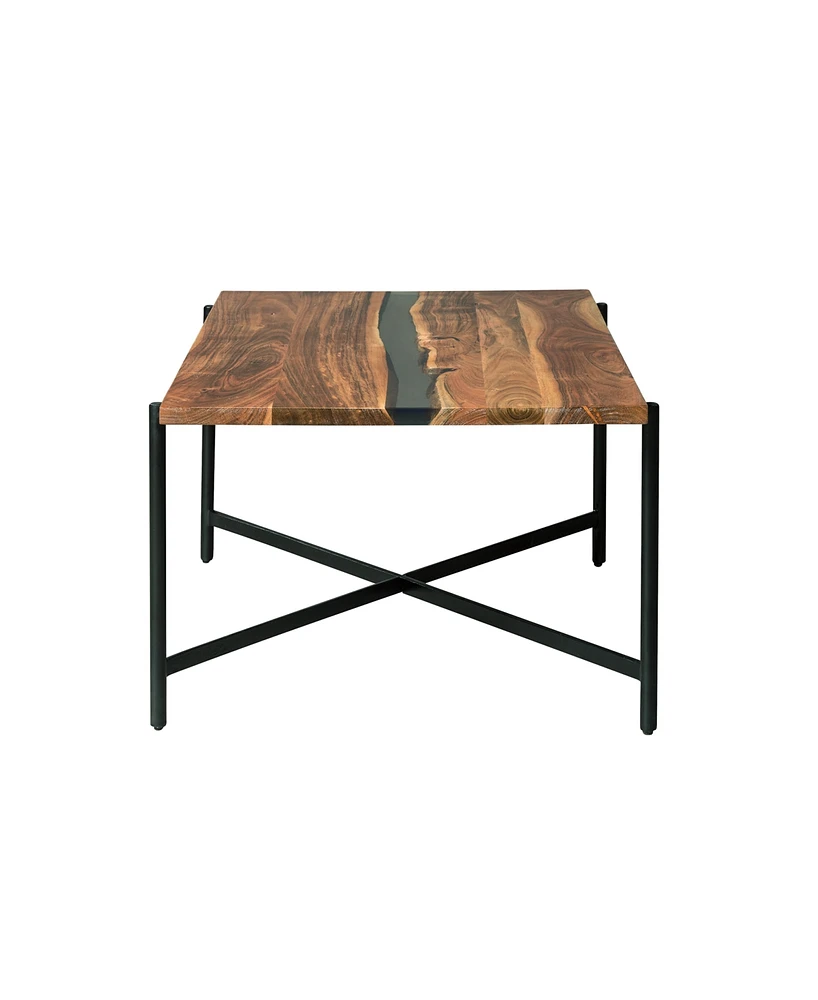 Alaterre Furniture Rivers Edge Acacia Wood and Acrylic Coffee Table