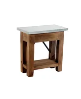 Alaterre Furniture Millwork Wood and Zinc Metal End Table with Shelf