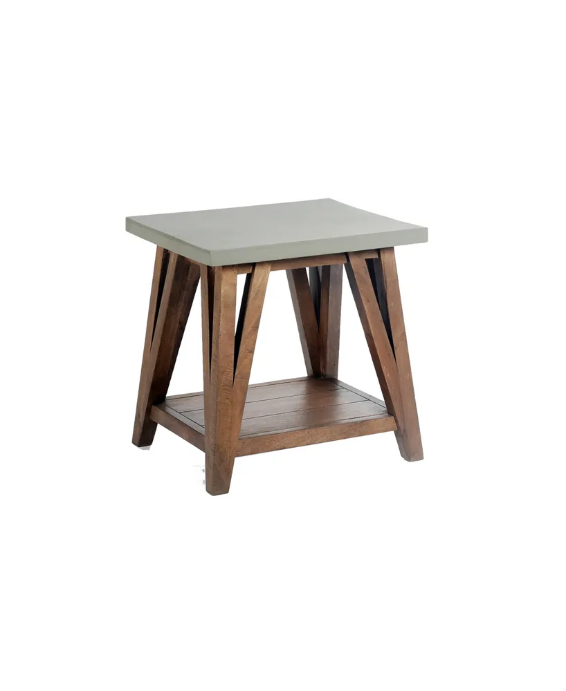 Alaterre Furniture Brookside Cement-Top Wood End Table