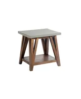 Alaterre Furniture Brookside Cement-Top Wood End Table