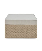 Alaterre Furniture Canaan All-Weather Wicker Outdoor Square Ottoman with Cushion