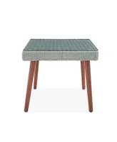 Alaterre Furniture Albany All-Weather Wicker Outdoor Square Cocktail Table with Glass Top