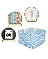 Majestic Home Goods Chevron Ottoman Square Pouf with Removable Cover 27" x 17