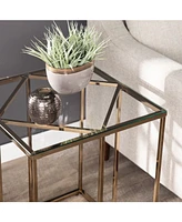 Southern Enterprises Imogen Contemporary End Table with Glass Top