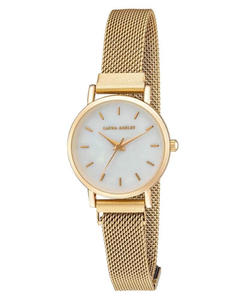 Laura Ashley Women's Sleek Gold Tone Alloy Mesh Magnet Bracelet Watch 29mm