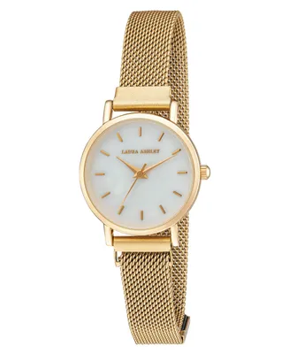 Laura Ashley Women's Sleek Gold Tone Alloy Mesh Magnet Bracelet Watch 29mm