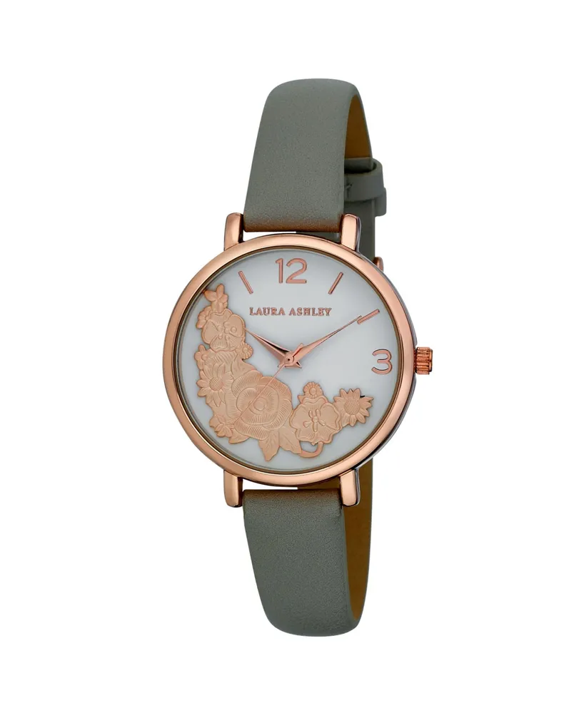 Laura Ashley Women's Floral Bounty Polyurethane Strap Watch 38mm