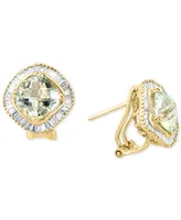 Lali Jewels Green Quartz (4 ct. t.w.) & Diamond (5/8 ct. t.w.) Stud Earrings in 14k Gold