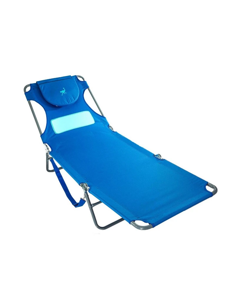 Ostrich Ladies Comfort Lounger, Beach Camping Pool Tanning Chair, Ocean Blue