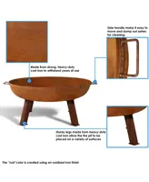 Inch Cast Iron Heavy-Duty Fire Pit for Outside - Wood-Burning Outdoor Fire Pit Bowl with Handles