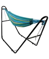 Sunnydaze Decor Double Brazilian Cotton Hammock with Universal Stand - 450-Pound Capacity Black Calming Desert