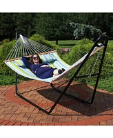 Sunnydaze Decor Double Quilted Fabric Hammock with Universal Steel Stand - - - Stand