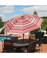 Sunnydaze Decor 9 Foot Outdoor Patio Umbrella with Solar Lights & Tilt/Crank, Led, Catalina Beach Stripe